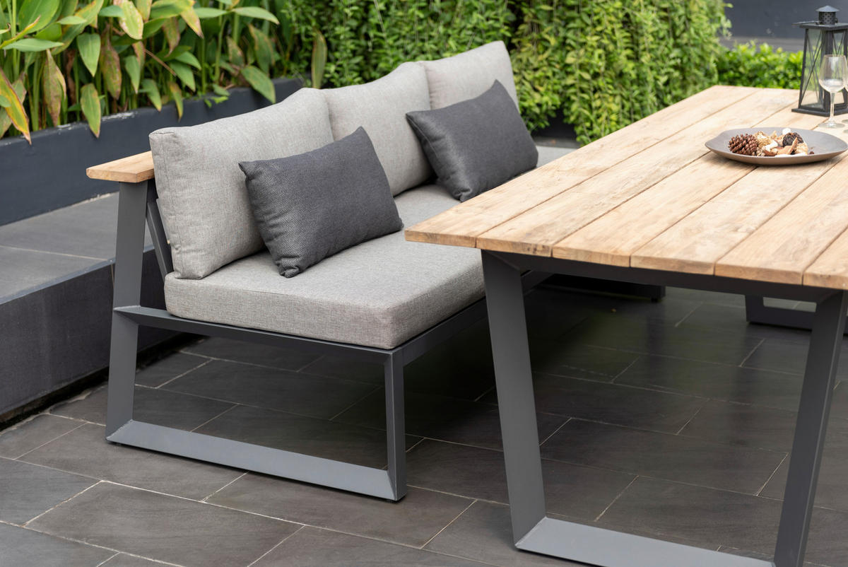 GARTENTISCH 216/99/75 cm Holz, Metall rechteckig  - Anthrazit/Teakfarben, MODERN, Holz/Metall (216/99/75cm) - Amatio