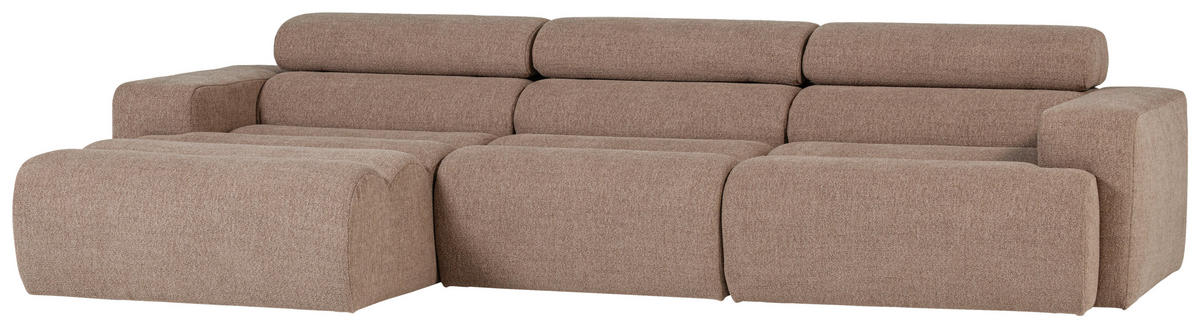 ECKSOFA Novi Taupe Bouclé Kopfteilverstellung  - Taupe/Schwarz, Design, Kunststoff/Textil (173/300cm) - Livetastic