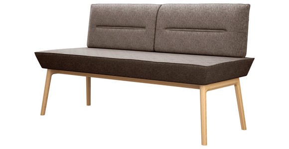 SITZBANK 160/92/66 cm Webstoff Eichefarben, Dunkelgrau Eiche massiv  - Eichefarben/Dunkelgrau, KONVENTIONELL, Holz/Textil (160/92/66cm) - Linea Natura