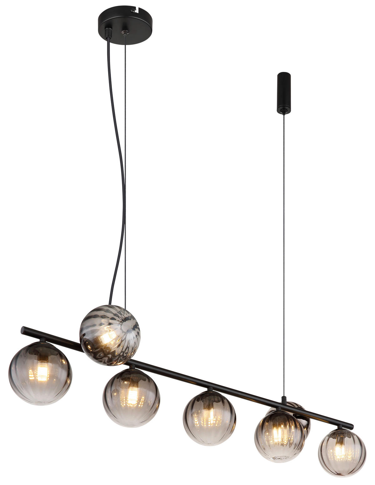 HÄNGELEUCHTE 95/28/120 cm    - Klar/Schwarz, Design, Glas/Kunststoff (95/28/120cm) - Globo