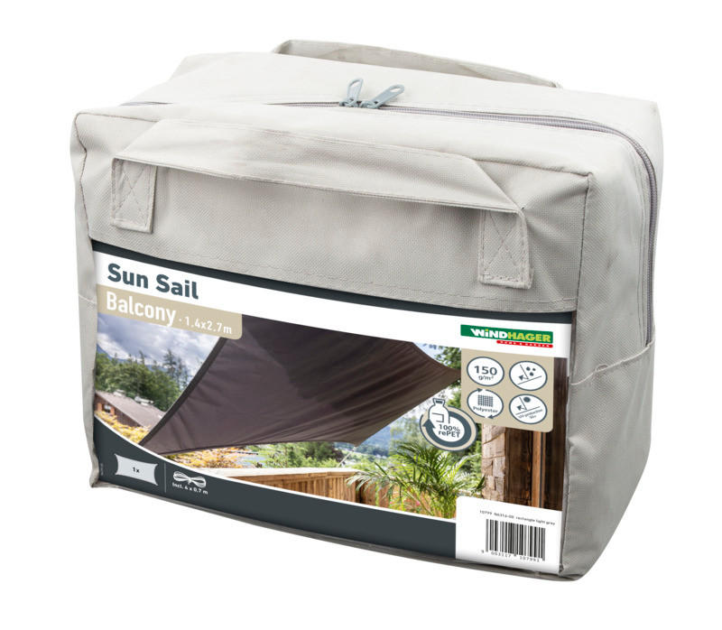 ZAHRADNÍ PLACHTA PROTI SLUNCI 170/270 cm - šedá, Basics, textil (170/270cm)