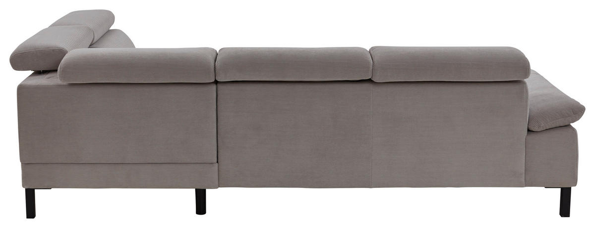 ECKSOFA in Cord Grau  - Schwarz/Grau, Design, Holzwerkstoff/Textil (272/217cm) - Pure Home Comfort