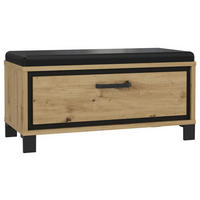GARDEROBENBANK - Eichefarben/Schwarz, Basics, Kunststoff/Metall (89,1/44,7/41,5cm) - Livetastic