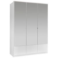 DREHTÜRENSCHRANK 135/199/58 cm 3-türig Weiß  - Alufarben/Weiß, KONVENTIONELL, Glas/Holzwerkstoff (135/199/58cm) - MID.YOU