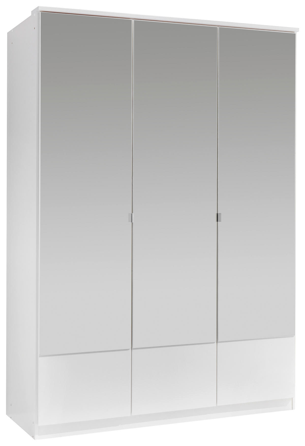 DREHTÜRENSCHRANK 135/199/58 cm 3-türig Weiß  - Alufarben/Weiß, KONVENTIONELL, Glas/Holzwerkstoff (135/199/58cm) - MID.YOU