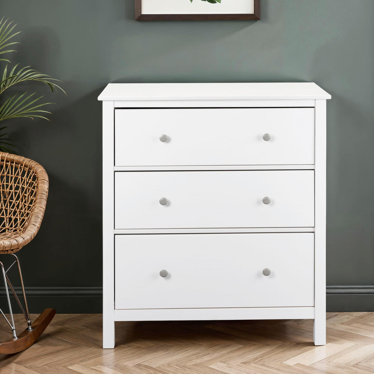 KOMODA   85/96/40 cm   bijela  - bijela/srebrne boje, Design, metal/drvo (85/96/40cm)