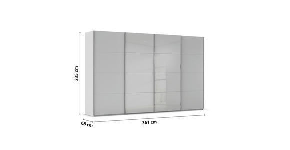SCHWEBETÜRENSCHRANK 361/235/68 cm 4-türig Grau - Chromfarben/Grau, KONVENTIONELL, Glas/Holzwerkstoff (361/235/68cm) - Novel