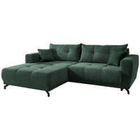 ECKSOFA in Cord Dunkelgrün  - Dunkelgrün/Schwarz, Modern, Holz/Textil (177/246cm) - MID.YOU
