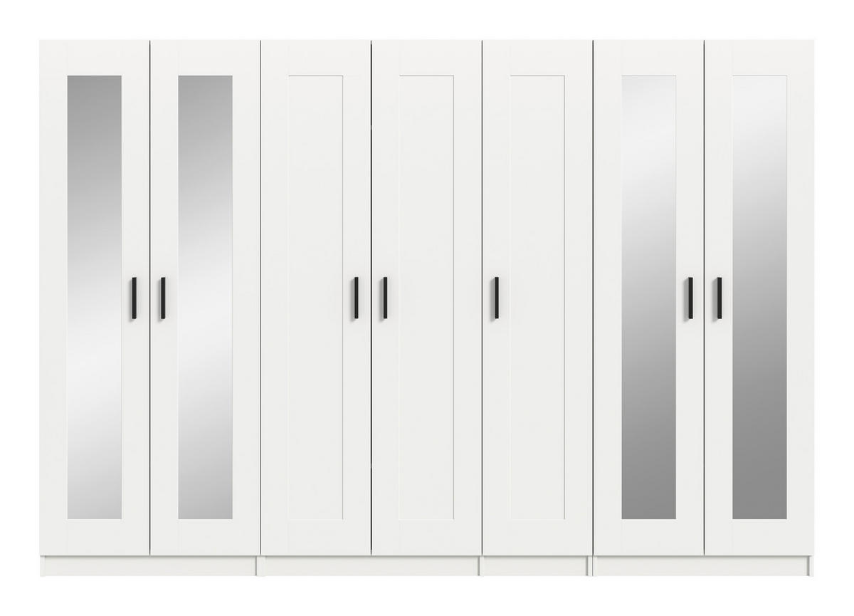 DREHTÜRENSCHRANK  in Weiß  - Schwarz/Weiß, ROMANTIK / LANDHAUS, Holzwerkstoff/Kunststoff (280/194/56cm) - Livetastic