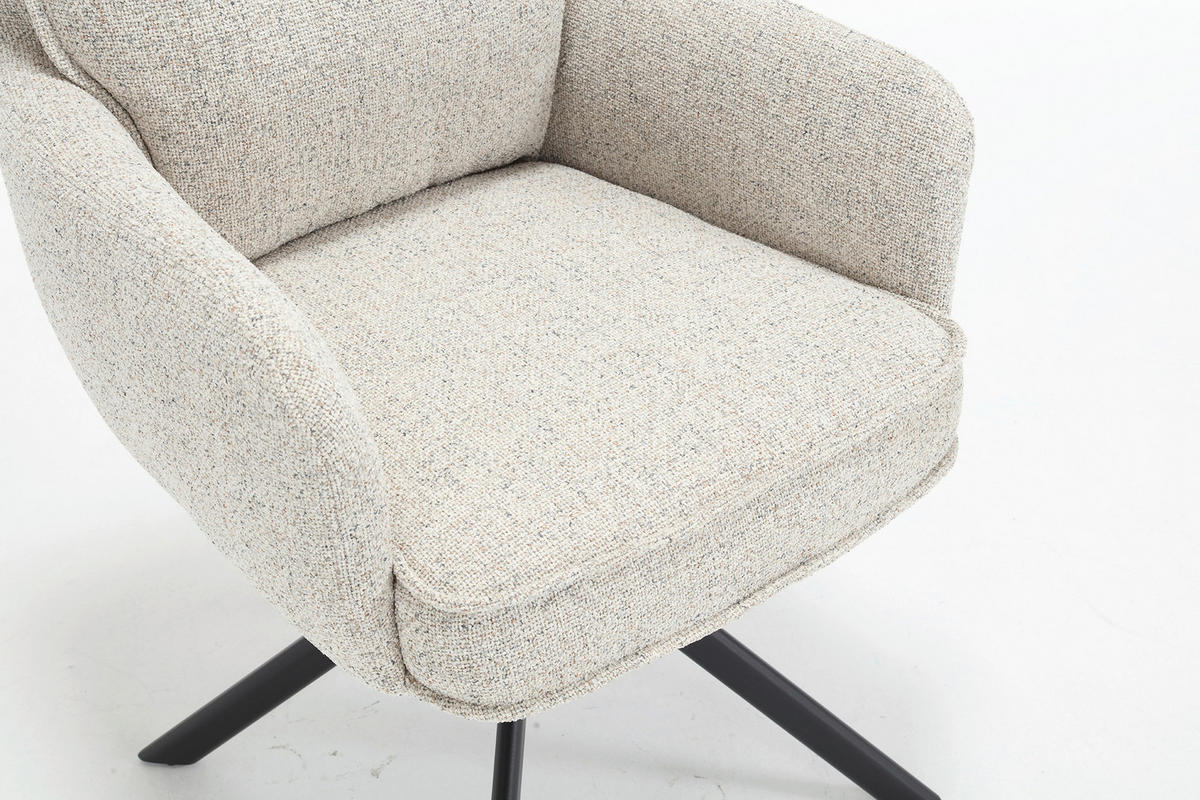 DREHSTUHL Struktur Beige  - Beige/Schwarz, MODERN, Textil/Metall (60/93/67cm) - Livetastic