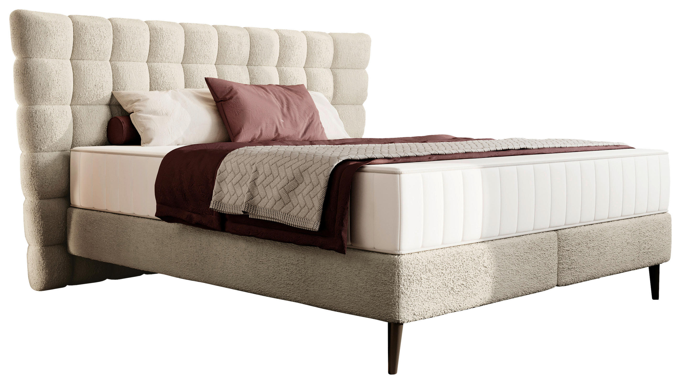 BOXSPRINGOVÁ POSTEĽ, 180/200 cm, krémová - čierna/krémová, Design, drevo/kompozitné drevo (180/200cm) - Esposa