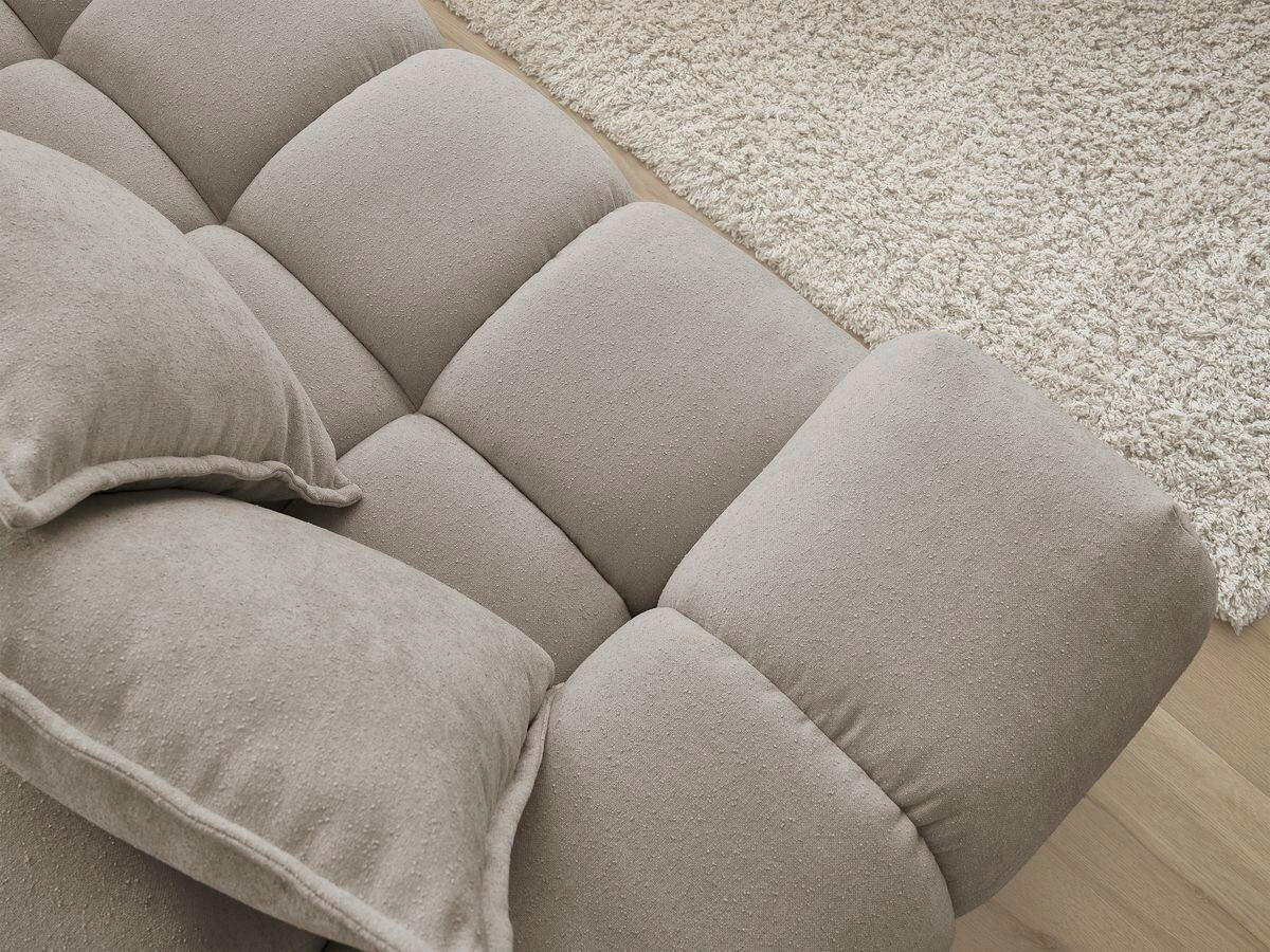 ECKSOFA Ottomane rechts  EVEREST Taupe Struktur  - Taupe/Schwarz, MODERN, Kunststoff/Textil (352/210cm)