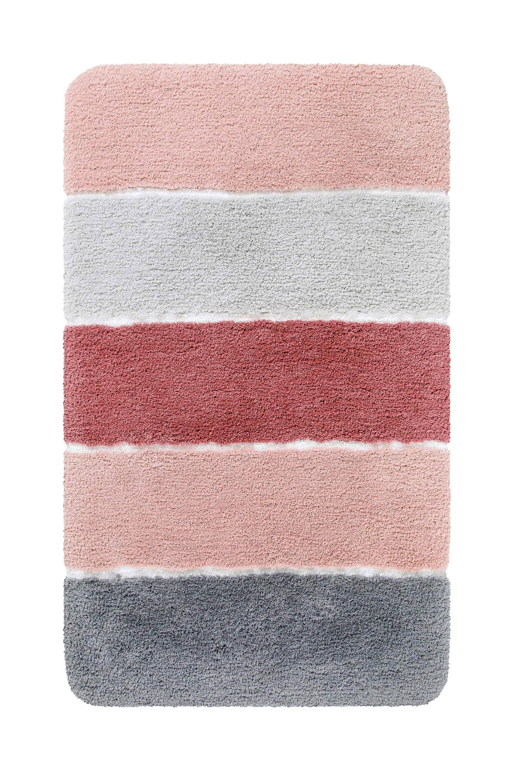 BADTEPPICH Grau, Hellrosa 55/65 cm  - Hellrosa/Grau, Basics, Kunststoff/Textil (55/65cm) - WECON HOME