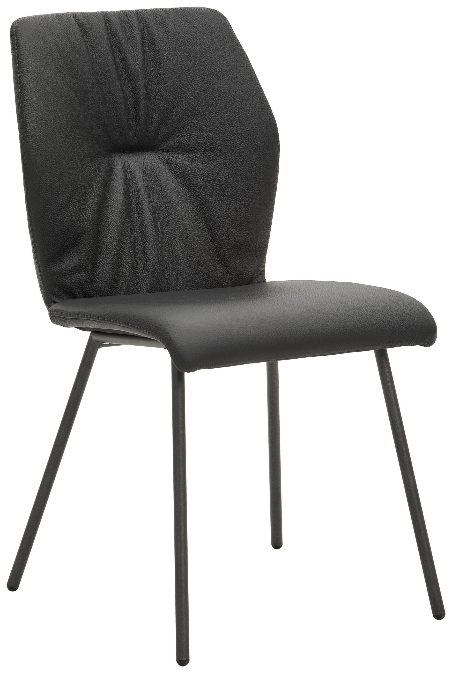 STUHL Echtleder Schwarz  - Anthrazit/Schwarz, Design, Leder/Metall (49/89/59cm) - Bert Plantagie