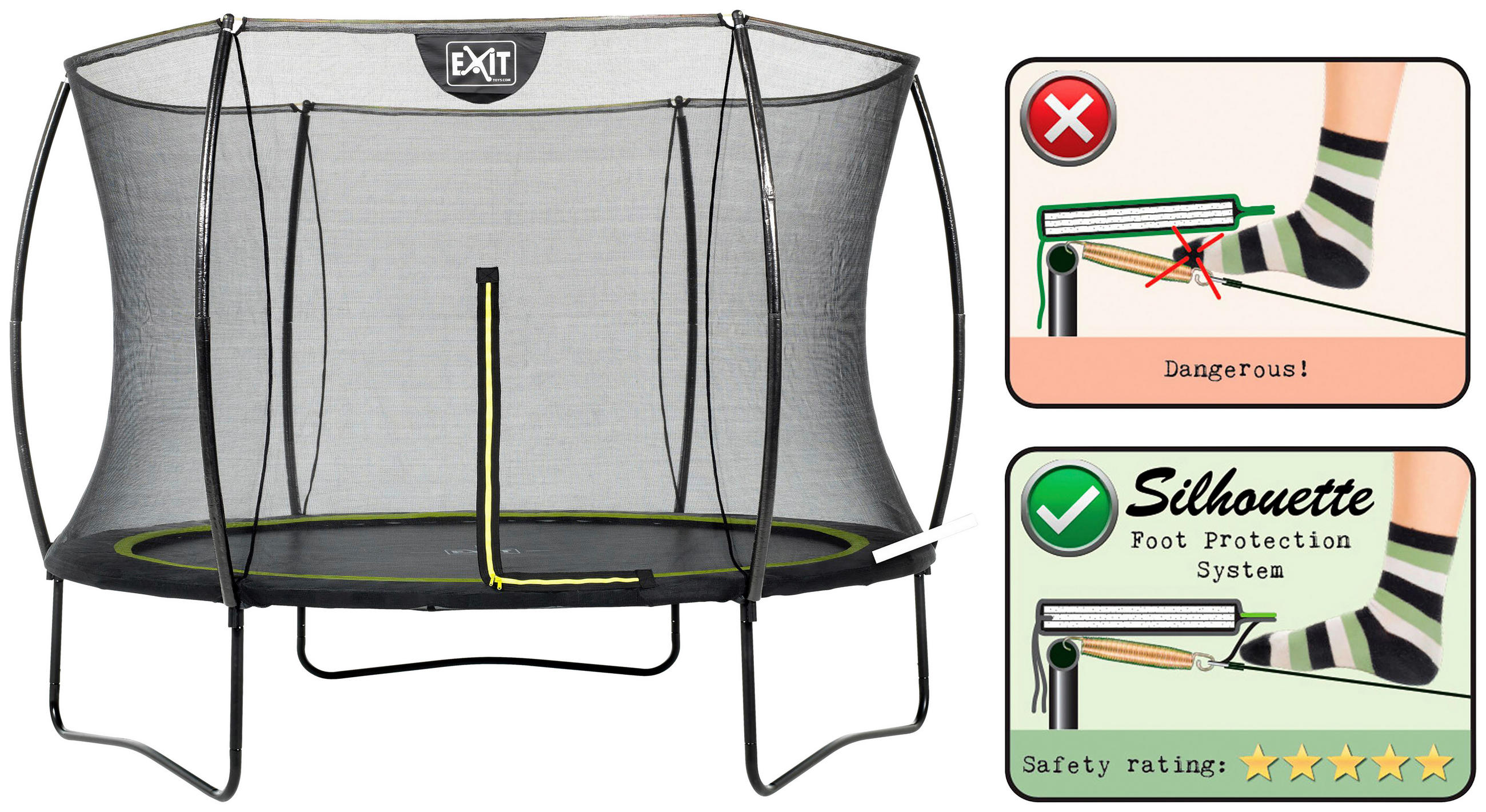 TRAMPOLIN EXIT SILHOUETTE Ø244  - Schwarz, KONVENTIONELL, Metall (244cm) - EXIT Toys