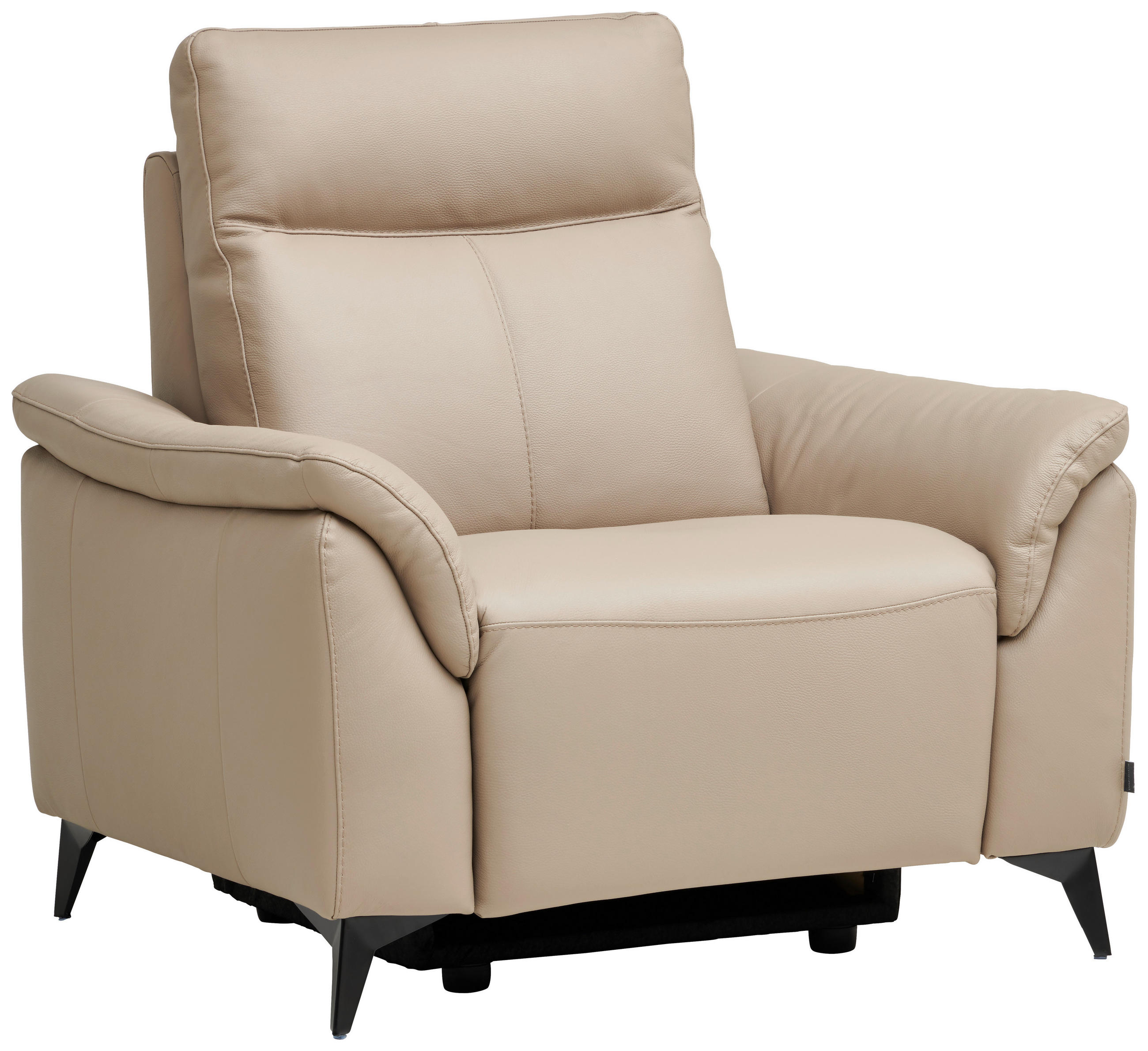 SESSEL in Echtleder Beige  - Beige/Schwarz, Design, Leder/Metall (107/105/98cm) - Belluti