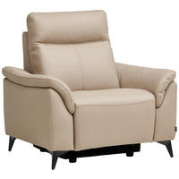 SESSEL in Echtleder Beige  - Beige/Schwarz, Design, Leder/Metall (107/105/98cm) - Belluti