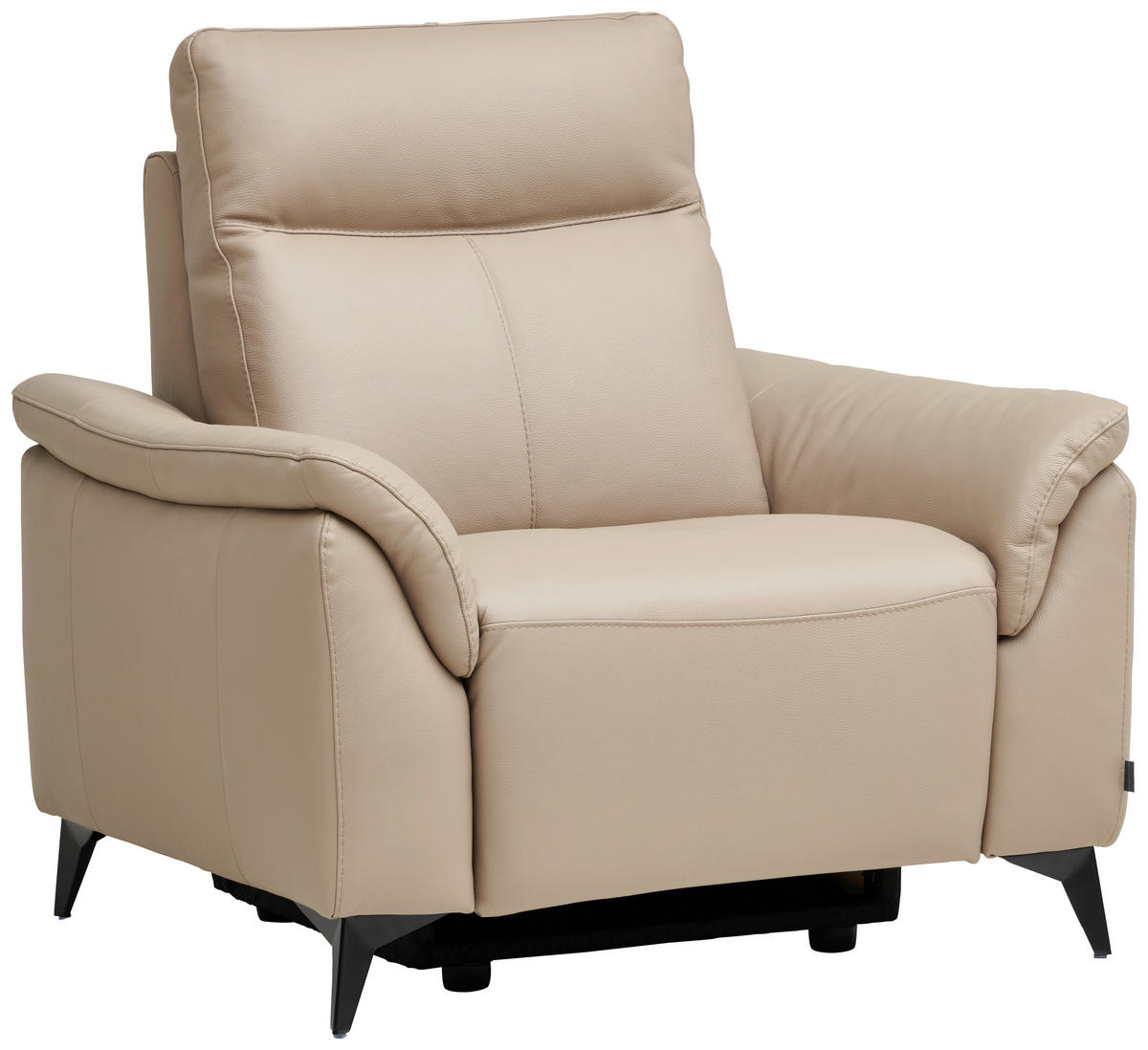 SESSEL in Echtleder Beige  - Beige/Schwarz, Design, Leder/Metall (107/105/98cm) - Belluti