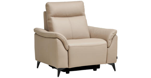 SESSEL in Echtleder Beige  - Beige/Schwarz, Design, Leder/Metall (107/105/98cm) - Belluti