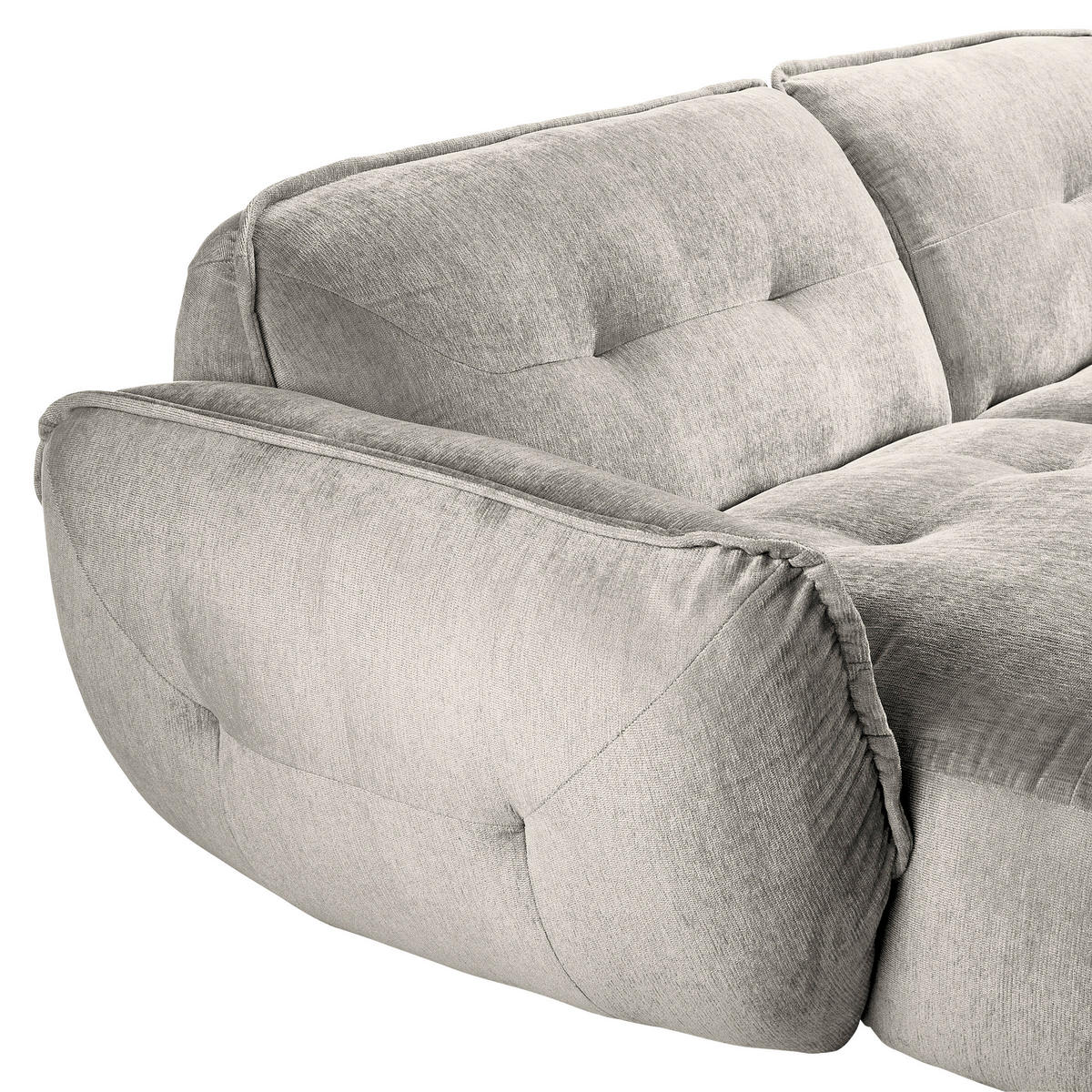 ECKSOFA in Chenille Silberfarben  - Silberfarben/Schwarz, Modern, Kunststoff/Textil (184/269cm) - Trendmanufaktur