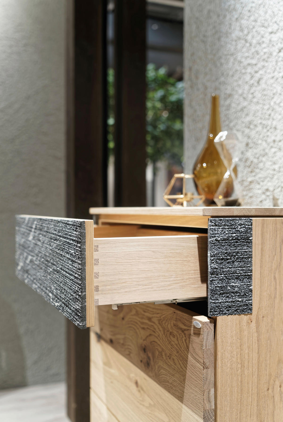 ANSAMBLU DE HOL - stejar vechi/gri închis, Natur, lemn/textil (192,2/191/43cm) - Voglauer