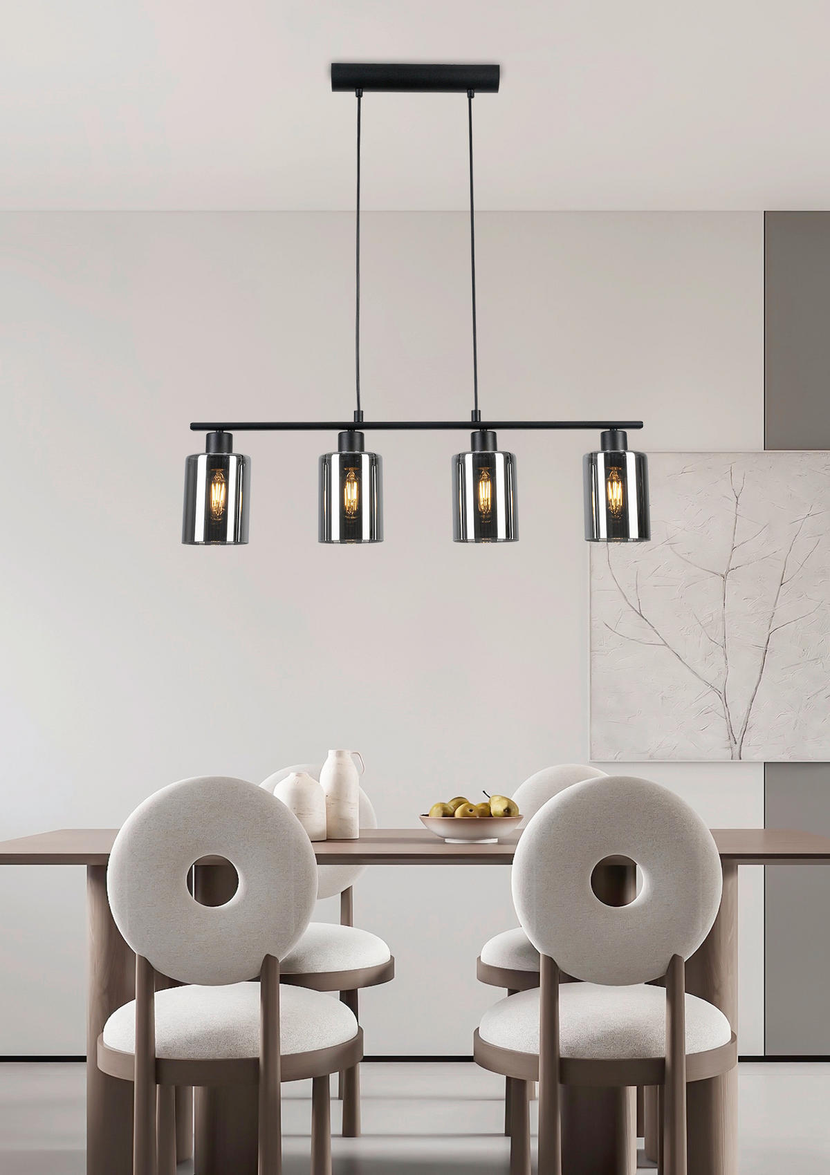 VISEČA SVETILKA     78/11/110 cm        4 x 25 W E27 - črna, Konvencionalno, kovina/umetna masa (78/11/110cm) - Novel