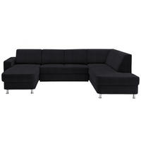 WOHNLANDSCHAFT Chenille Schwarz  - Chromfarben/Schwarz, Design, Kunststoff/Textil (165/301/198cm) - Xora