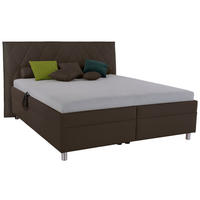 POLSTERBETT Matratze, Lattenrost, Bettkasten Braun 180/200 cm  - Birkefarben/Silberfarben, KONVENTIONELL, Holz/Textil (180/200cm) - Esposa