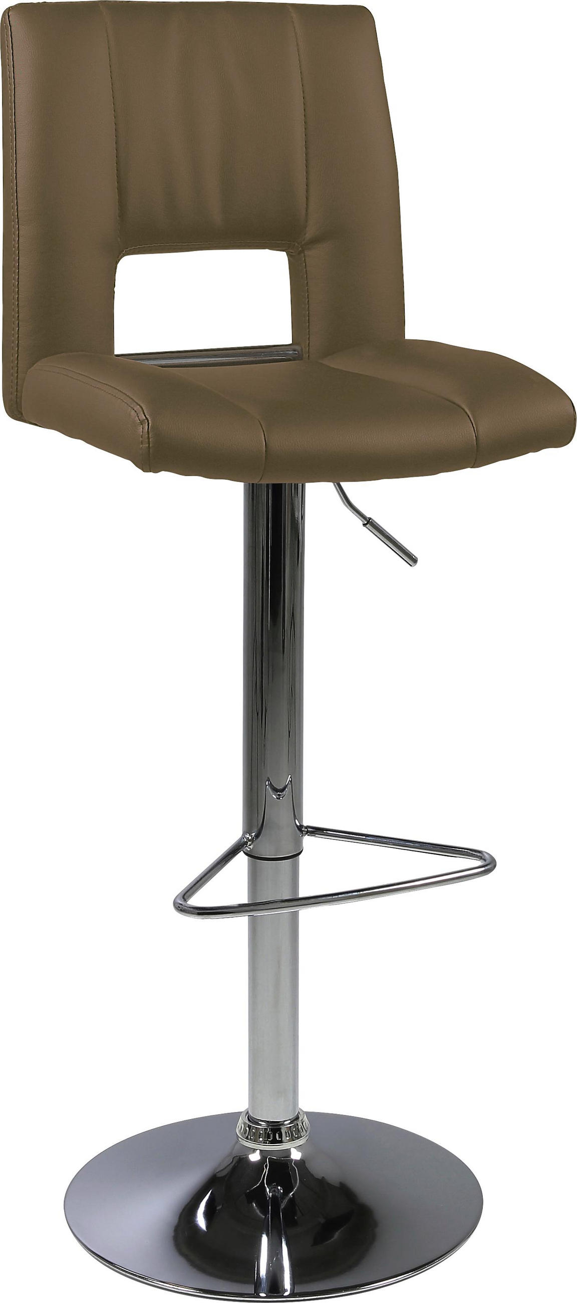 Barhocker in Metall, Textil Braun, Chromfarben