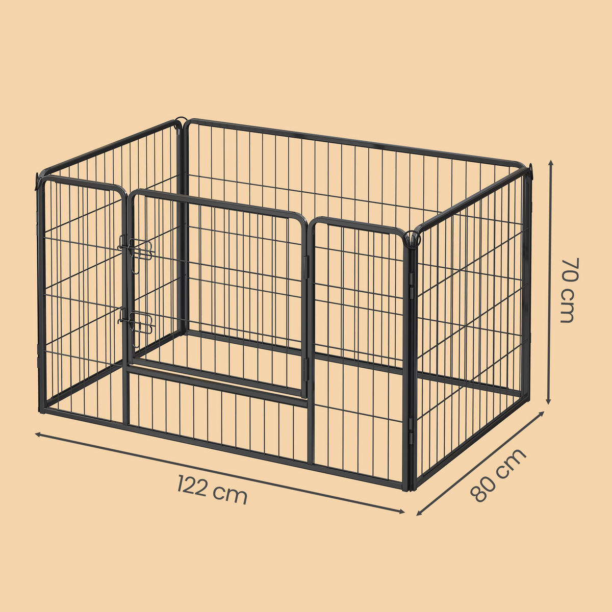 HEIMTIERGEHEGE - Schwarz, Trend, Metall (122/70/80cm) - Boxxx
