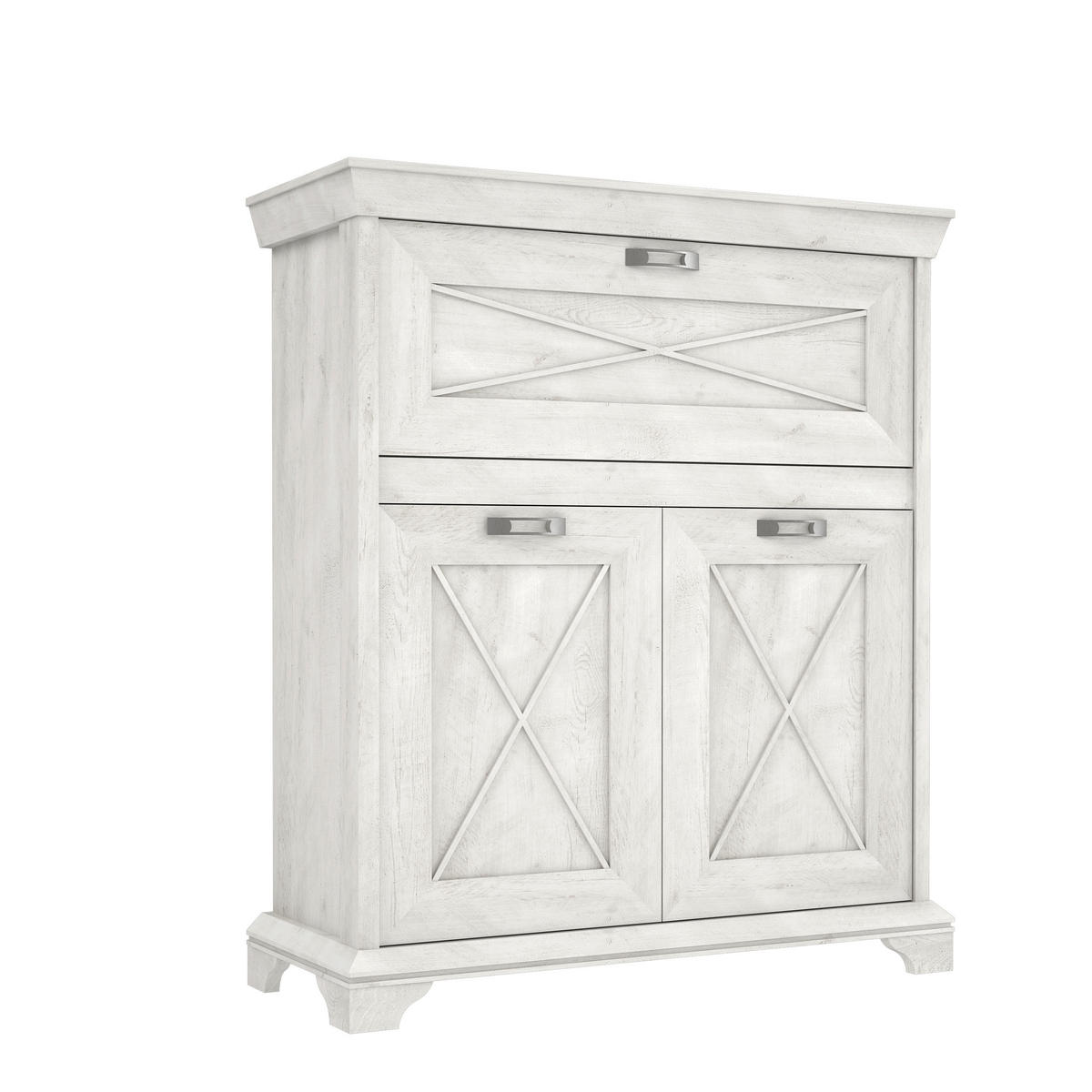 HIGHBOARD  in 123/143,3/48,2 cm  - Silberfarben/Weiß, ROMANTIK / LANDHAUS, Holzwerkstoff/Kunststoff (123/143,3/48,2cm) - MID.YOU