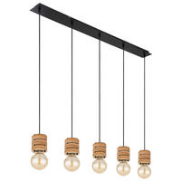 HÄNGELEUCHTE 116/10/120 cm    - Schwarz/Braun, Konventionell, Holzwerkstoff/Metall (116/10/120cm) - Globo