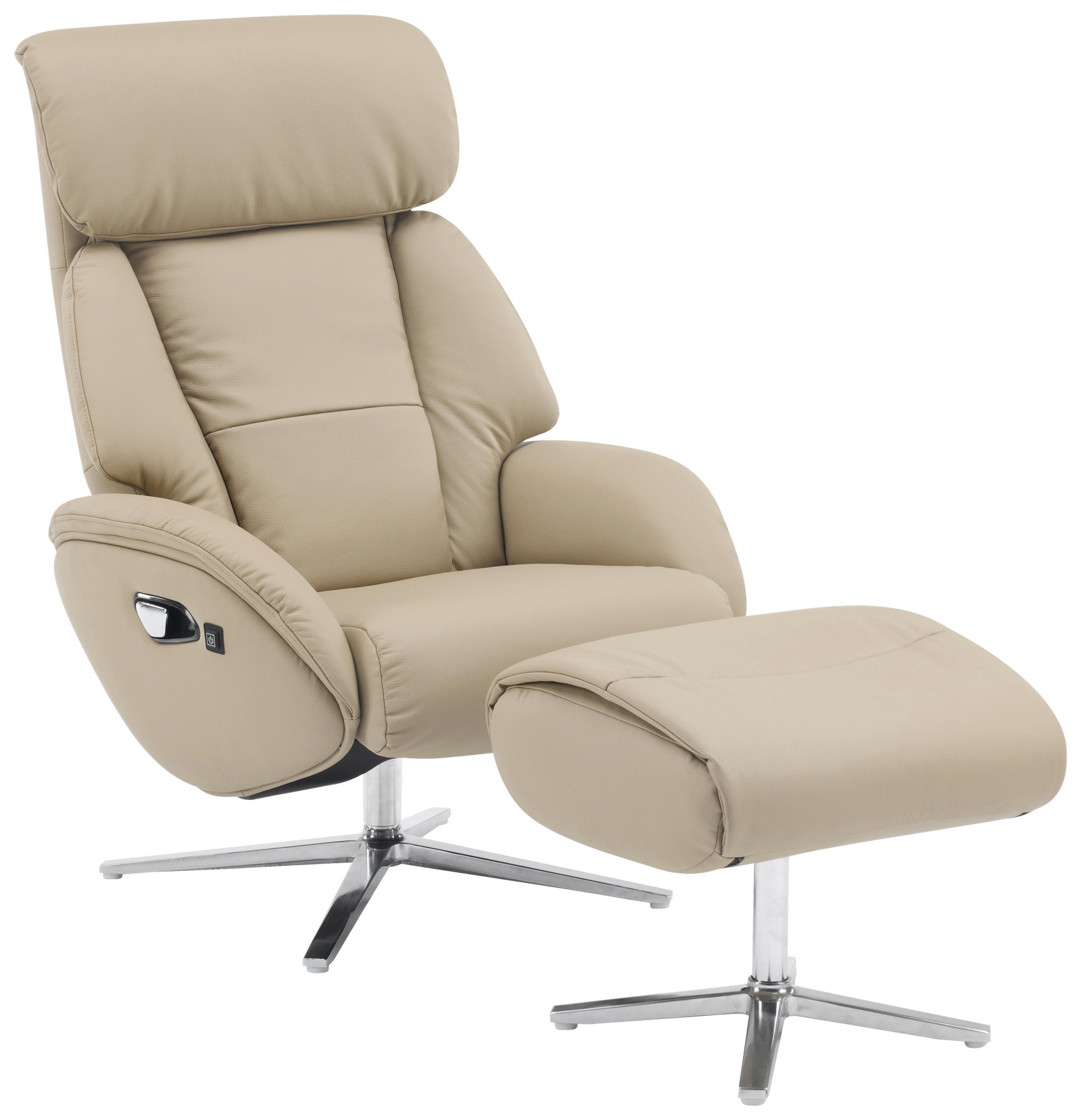 MASSAGESESSEL Echtleder Lederlook Taupe    - Taupe/Silberfarben, Design, Leder/Textil (76/111/87cm) - Livetastic