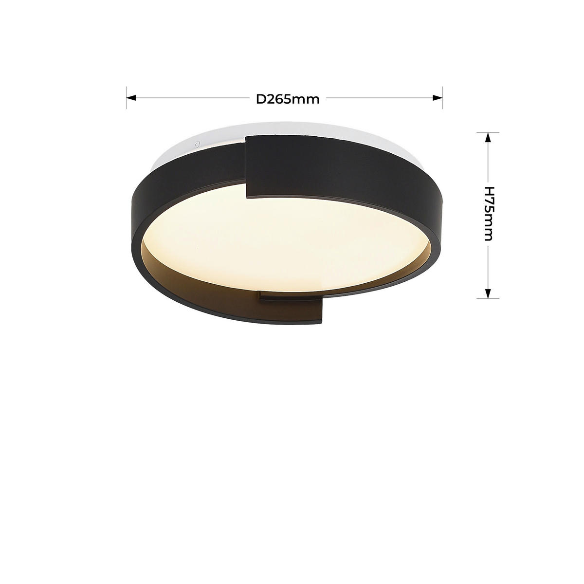 LED-DECKENLEUCHTE Halo  7.5/26.5/26.5 cm  - Schwarz, Design, Kunststoff (7.5/26.5/26.5cm)