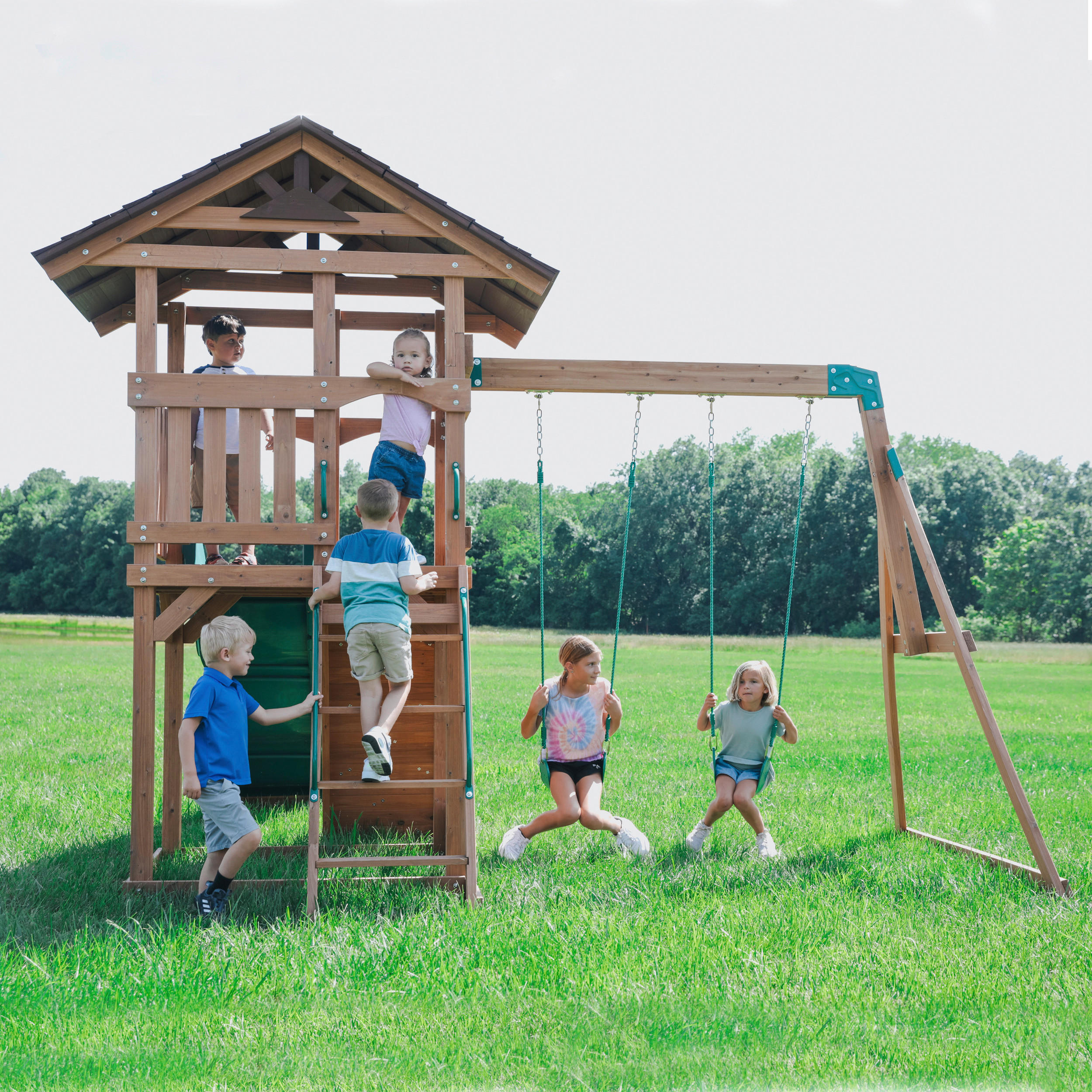 SPIELTURM  - Braun/Grün, KONVENTIONELL, Holz (430/310/380cm) - Ambia Garden