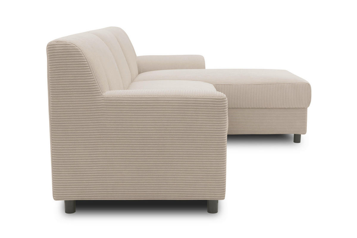 ECKSOFA CAPRI 2 Taupe Cord Zierkissen  - Taupe/Schwarz, Basics, Kunststoff/Textil (241/146cm) - MID.YOU