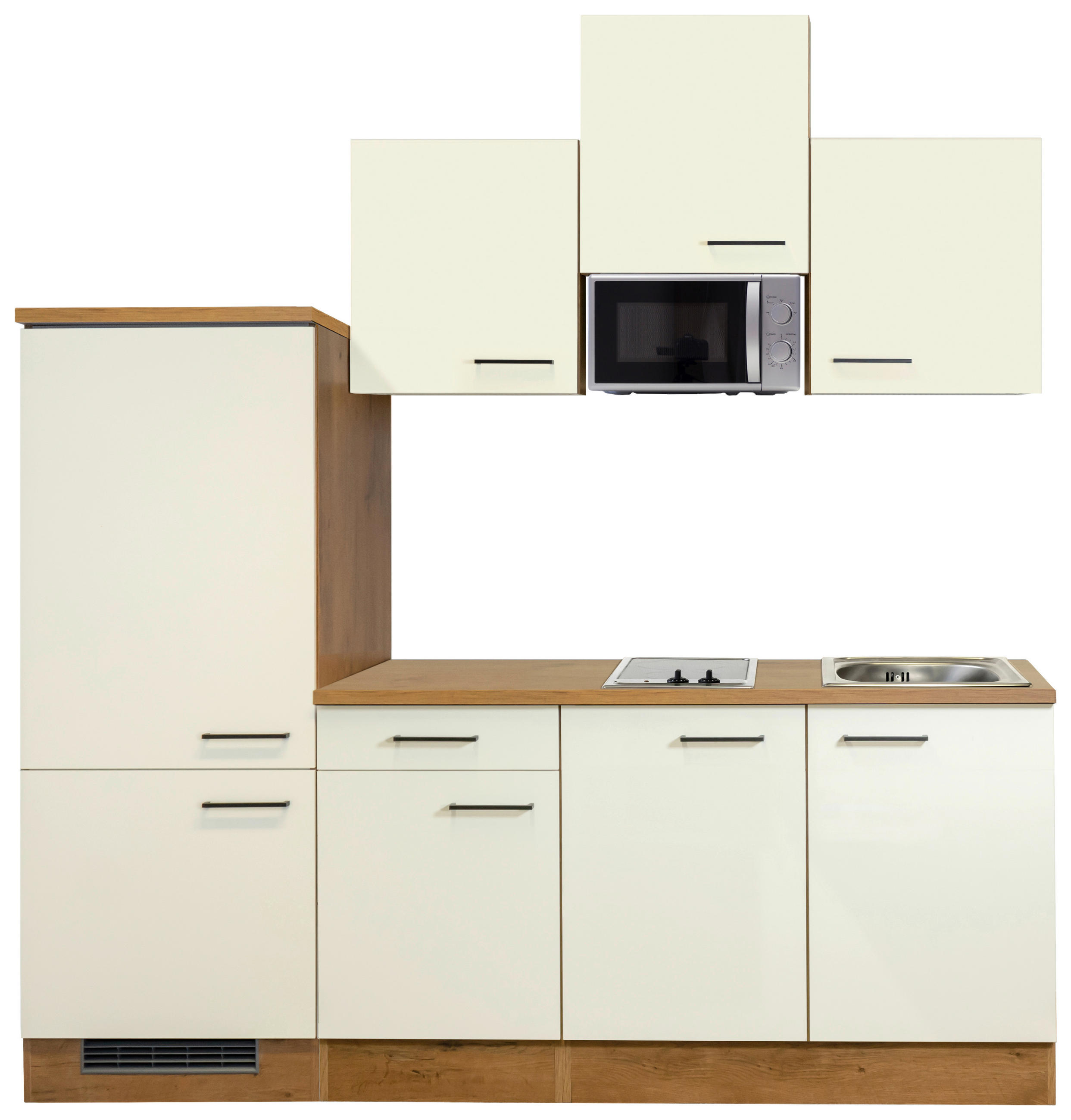 KÜCHENBLOCK 210 cm in Eichefarben, Magnolie - Eichefarben/Magnolie, MODERN, Holzwerkstoff/Metall (210cm) - FlexWell