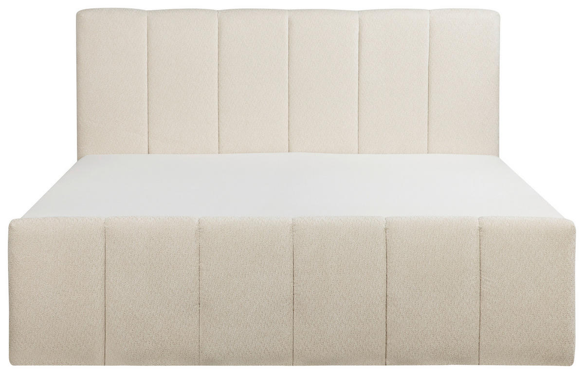 BOXBETT 180/200 cm,  in Beige, gepolstertes Kopfteil, Bettkasten, Topper, Matratzen, H3 + H3 = fest  - Beige/Schwarz, Basics, Kunststoff/Textil (180/200cm) - Chameo