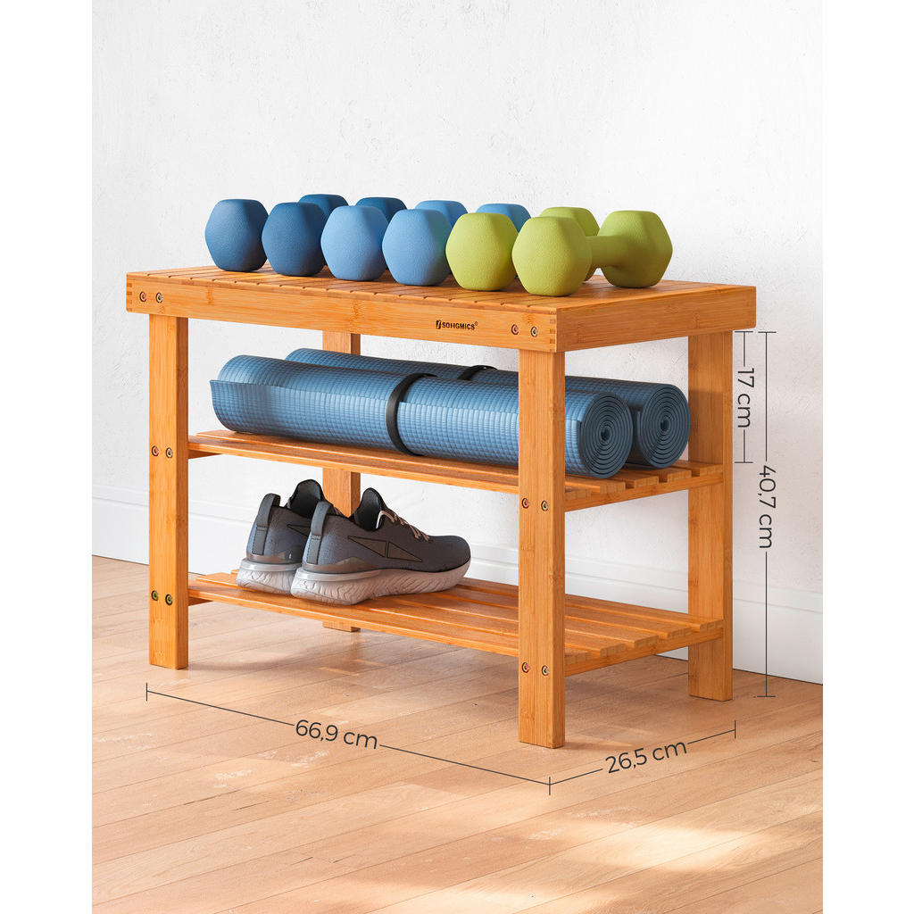 Thumbnail - Boxxx Garderobenbank Songmics, Natur, Holz, Bambus, massiv, 70x45x28.5 cm, Garderobe, Garderobenbänke, Garderobenbänke