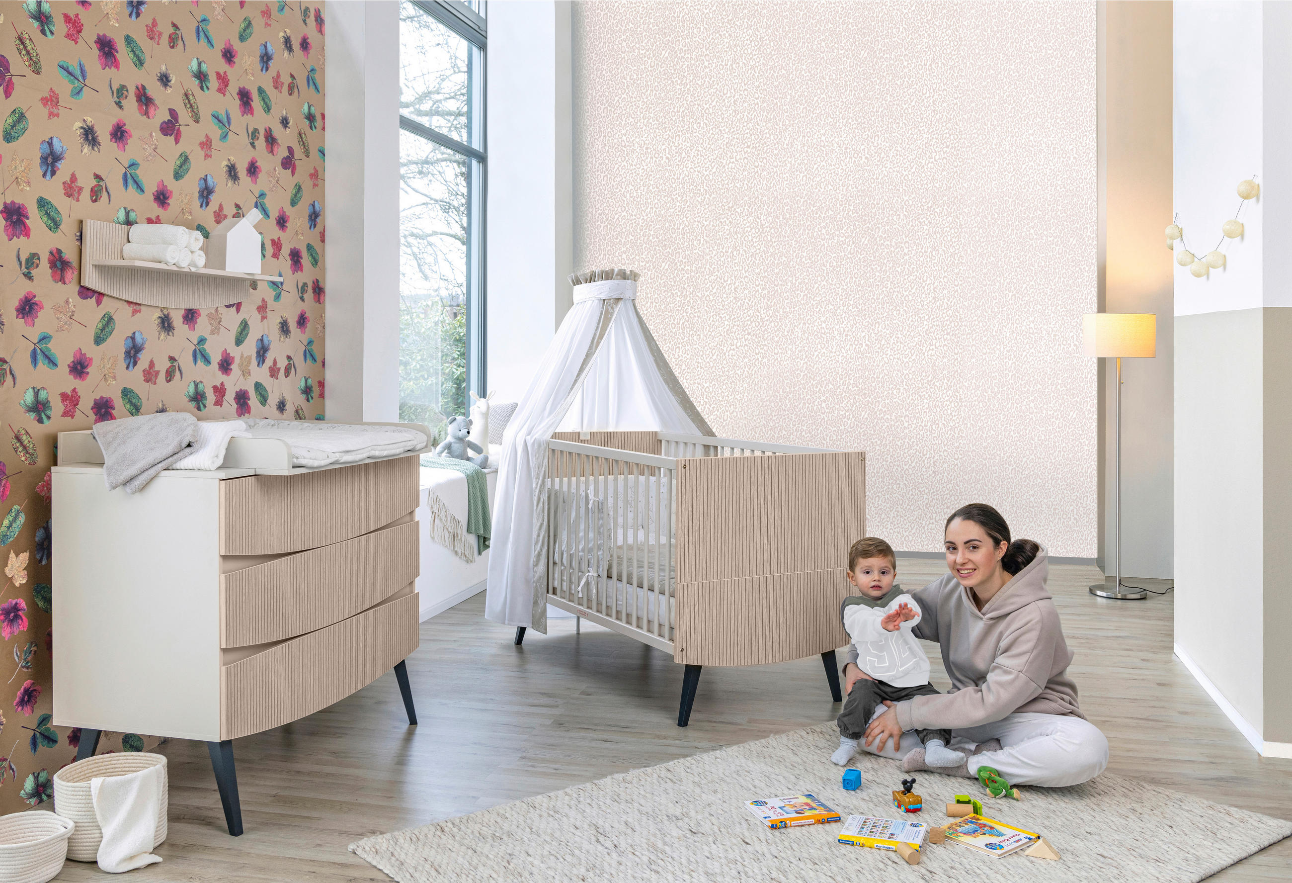 BABYZIMMER SMILE  - Beige/Buchefarben, Basics, Holz/Holzwerkstoff (88cm) - Schardt