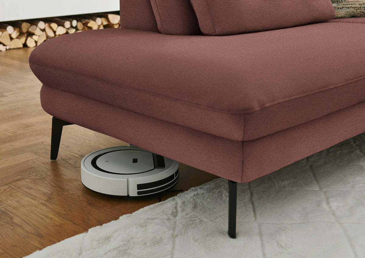 WOHNLANDSCHAFT  in Chenille, Flachgewebe Weinrot  - Weinrot/Schwarz, Design, Textil/Metall (208/344/180cm) - Dieter Knoll