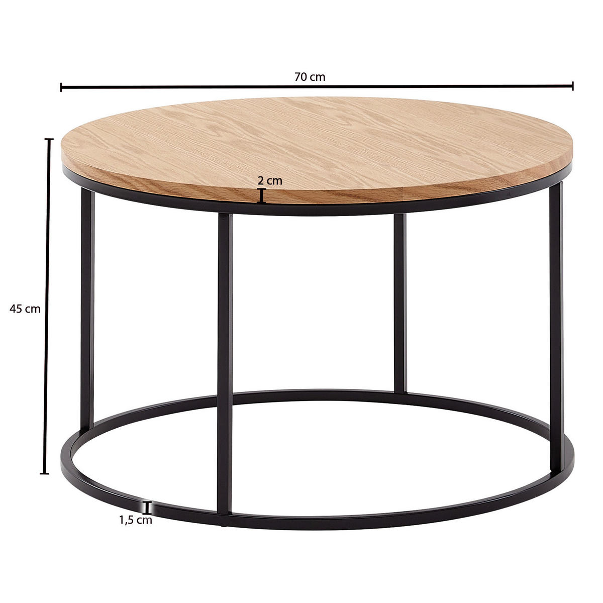COUCHTISCH in Holzwerkstoff 70/70/45 cm  - Schwarz/Braun, MODERN, Holzwerkstoff/Metall (70/70/45cm) - MID.YOU