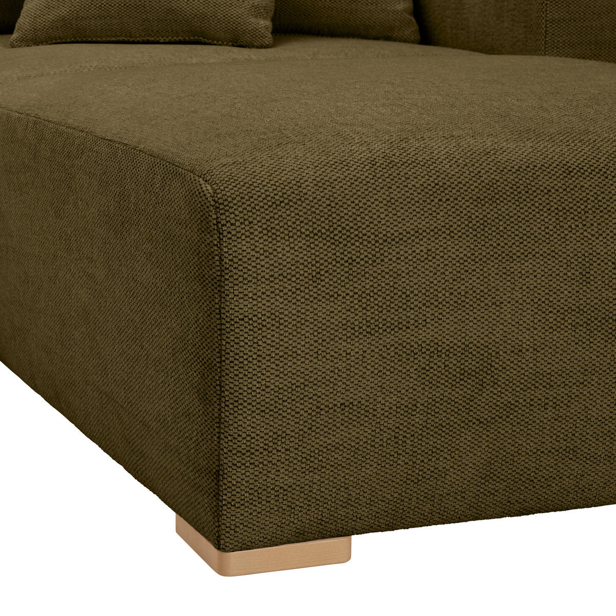WOHNLANDSCHAFT in Flachgewebe Grün  - Buchefarben/Schwarz, Konventionell, Holz/Kunststoff (283/371/208cm) - Livetastic