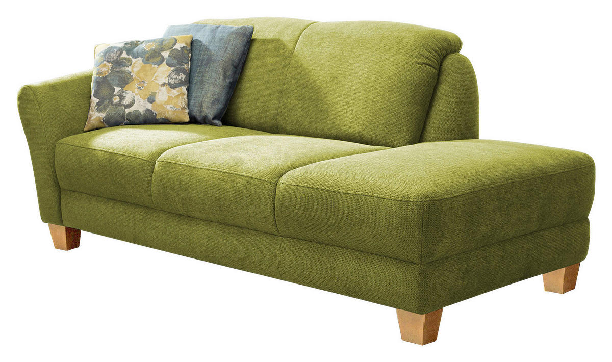 RÉCAMIERE in Flachgewebe Grün  - Naturfarben/Grün, Konventionell, Holz/Textil (194/84/91cm) - Sit & More
