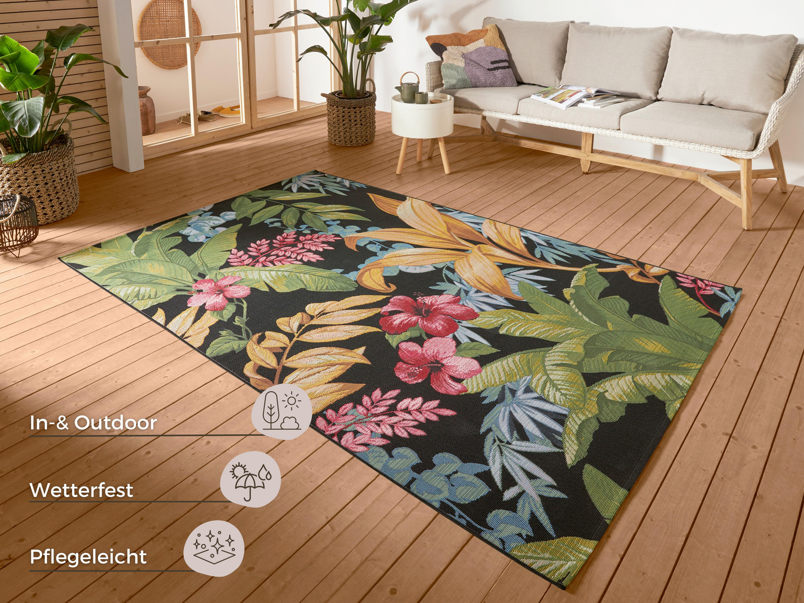 OUTDOORTEPPICH 120/180 cm Flair Multicolor, Goldfarben  - Goldfarben/Multicolor, Design, Kunststoff (120/180cm)