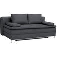 BOXSPRINGSOFA in Flachgewebe Dunkelgrau  - Chromfarben/Dunkelgrau, Design, Textil/Metall (200/93/107cm) - Novel