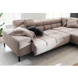 ECKSOFA inkl. Sitzvorzug in Cord Taupe  - Taupe/Schwarz, Design, Textil/Metall (321/216cm) - Hom`in