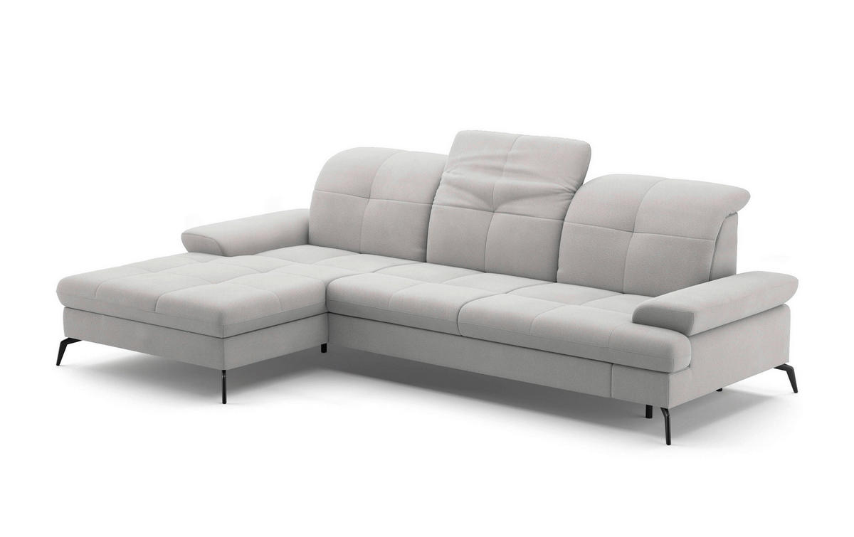 ECKSOFA Silberfarben Flachgewebe  - Silberfarben/Schwarz, KONVENTIONELL, Textil/Metall (185/279cm) - Sit & More