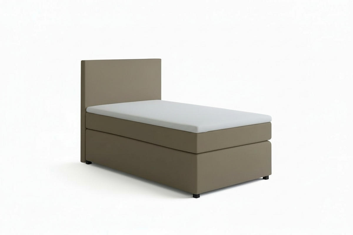 BOXSPRINGBETT 90/200 cm,  in Sandfarben, Matratze, Topper, H3 = fest  - Sandfarben/Schwarz, MODERN, Kunststoff/Textil (90/200cm) - MID.YOU