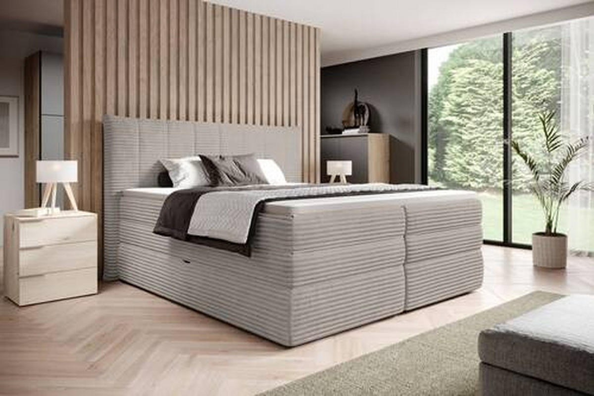 BOXSPRINGBETT 180/200 cm  in Taupe  - Taupe/Schwarz, Design, Kunststoff/Textil (180/200cm) - Esposa